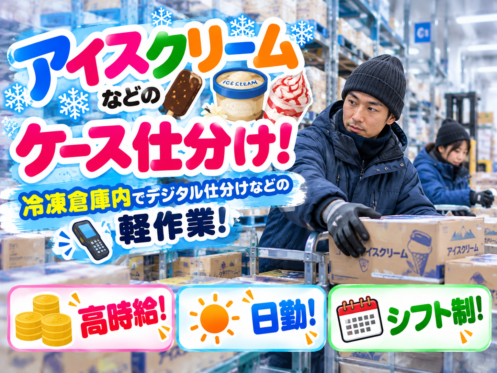 💡アイスクリームなど💡ドラッグストアの商品仕分け／高時給！店舗の振り分け作業✅かんたんもくもく！